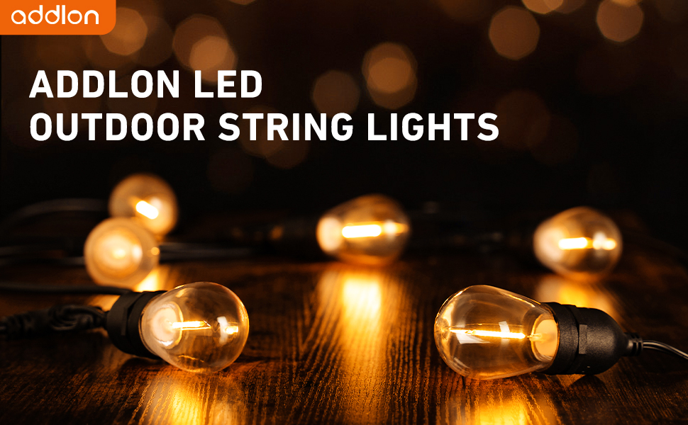 addlon LED Outdoor String Lights 48FT with 2W Dimmable Edison Vintage