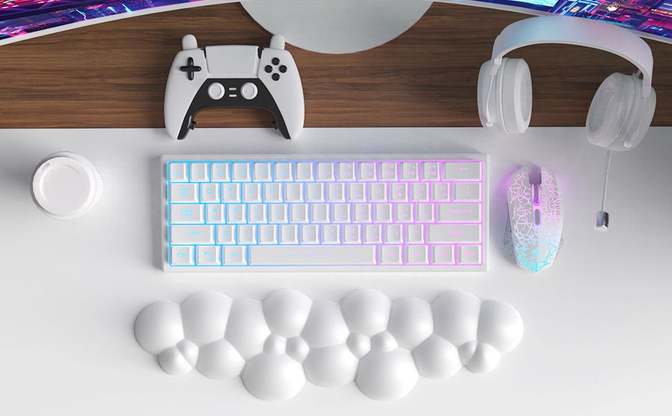 Attack Shark White Cloud Soft Comfortable Keyboard Wrist Rest,AntiSkid Ergonomic Wrist Support