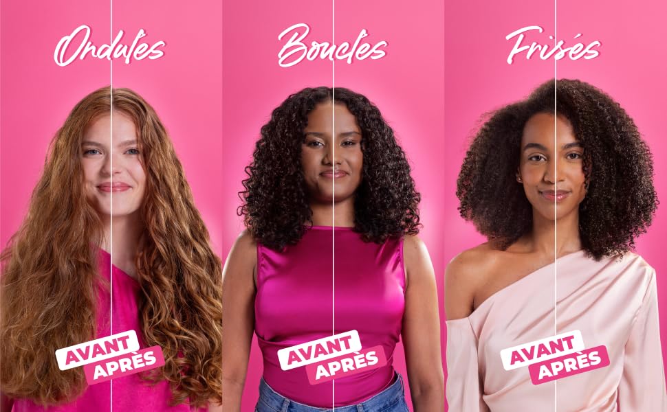 Le texte indique « AVANT » en texte blanc sur fond rose, illustré dans une série de panneaux.