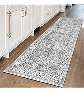 KILOCOCO Hallway Runner 2x6 Rug Runner Vintage Floral Rug Washable Kitchen Runner Rug Non-Slip Ru...