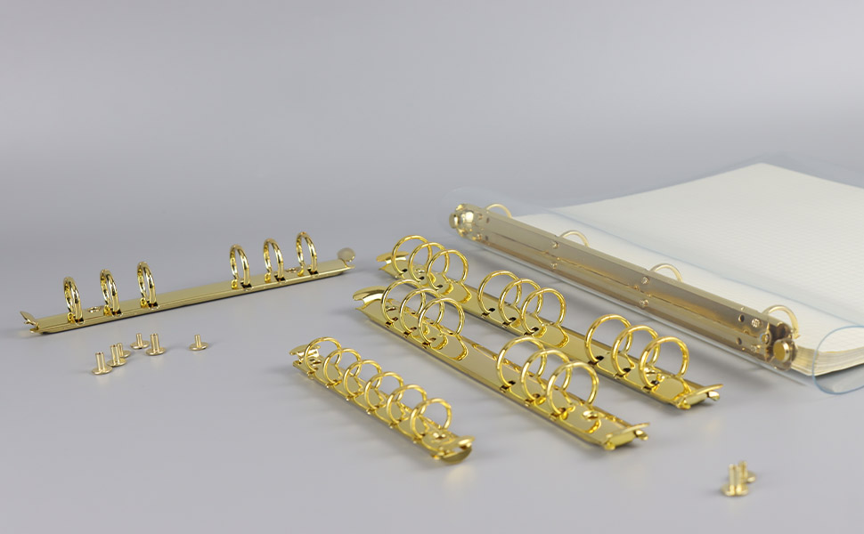 2PCS 4Ring Binder Mechanism A4 Notebook Mechanism Replacement Kit Gold Metal Clip