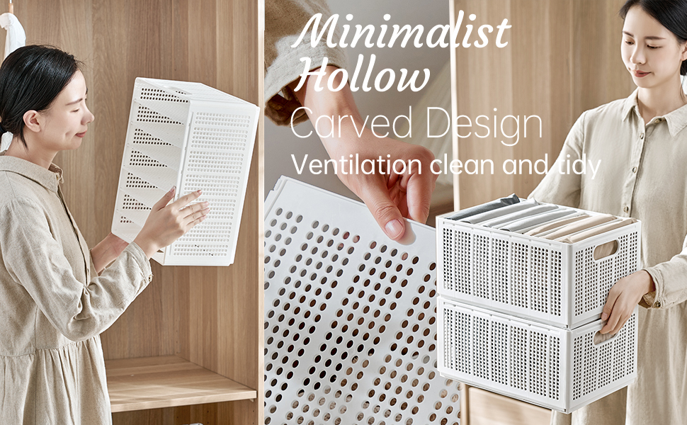 UNZIPE 2 Pack Closet Storage Bins with Handle, Plastic