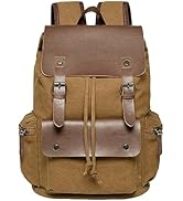 KAUKKO Vintage Canvas Backpack-Large Capacity, Multi-Functional Durable Outdoor Rucksack 05-BROWN...