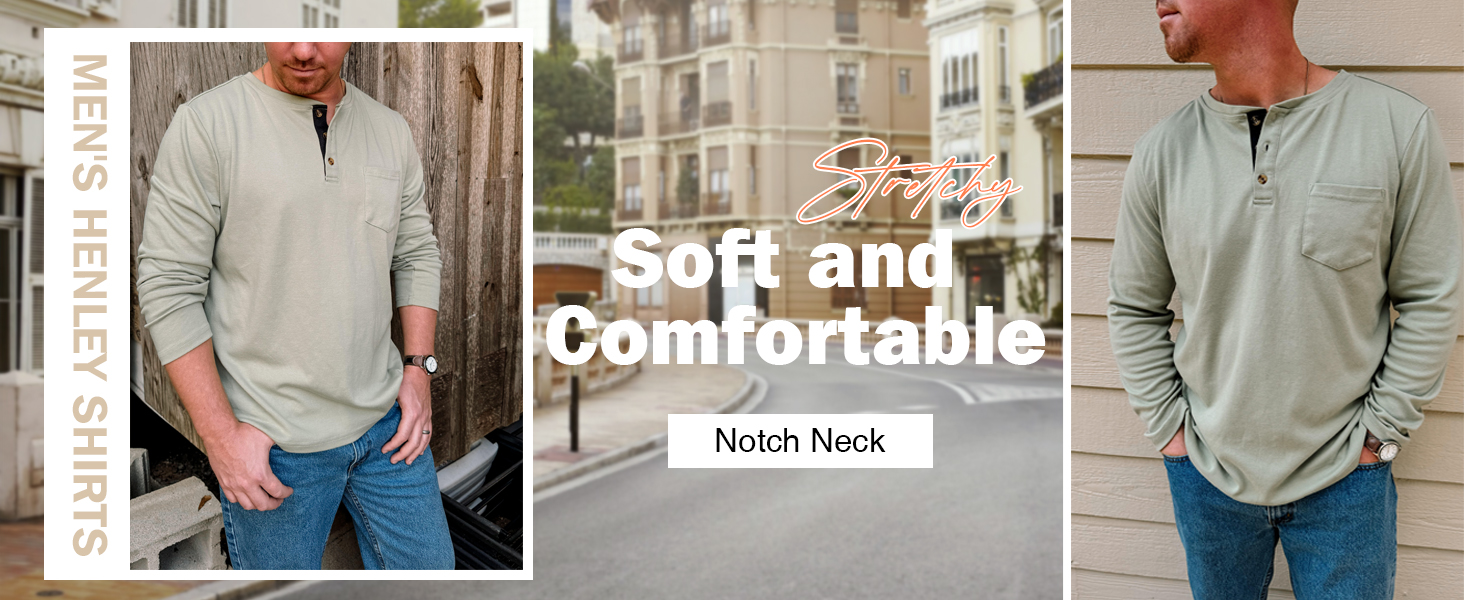 Mens Fashion Casual Front Placket Long Sleeve Henley T-Shirts Fall Shirts