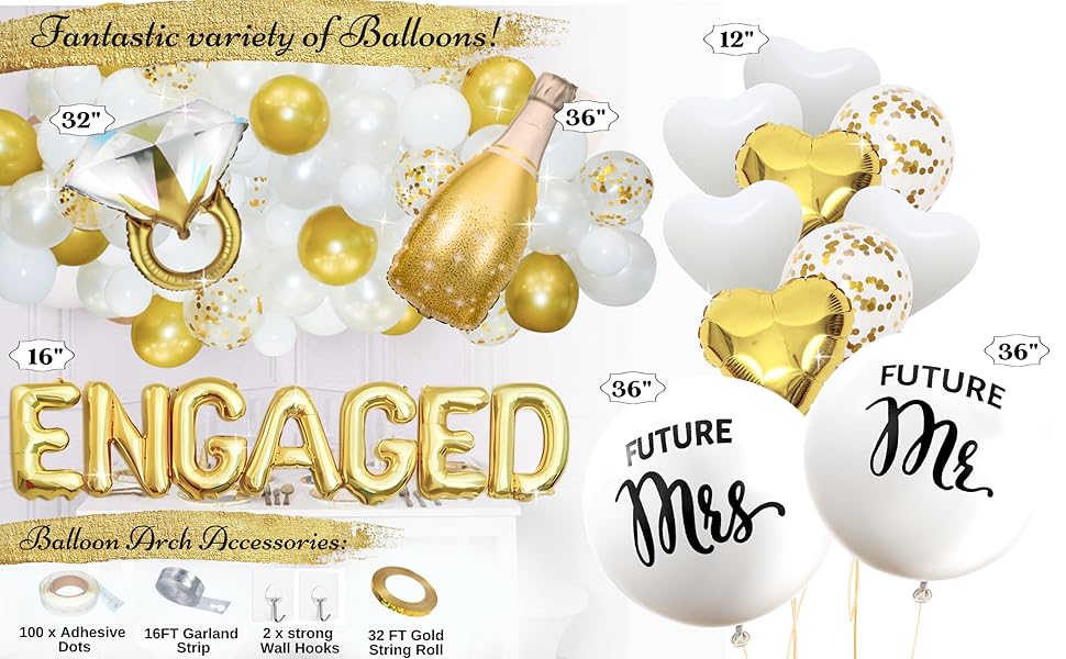 gold engagement balloons decorations engagement party balloons mr mrs balloons mr and mrs balloons