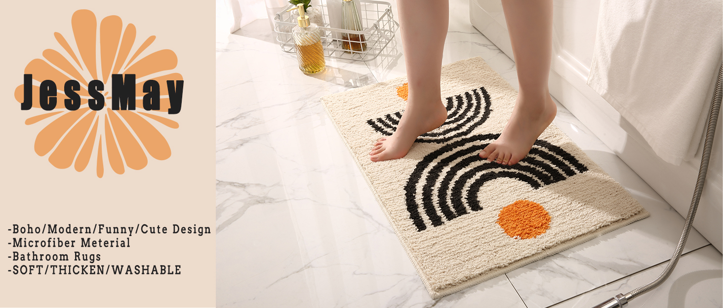 JessMay Boho Bathroom Rugs NonSlip Microfiber Abstract