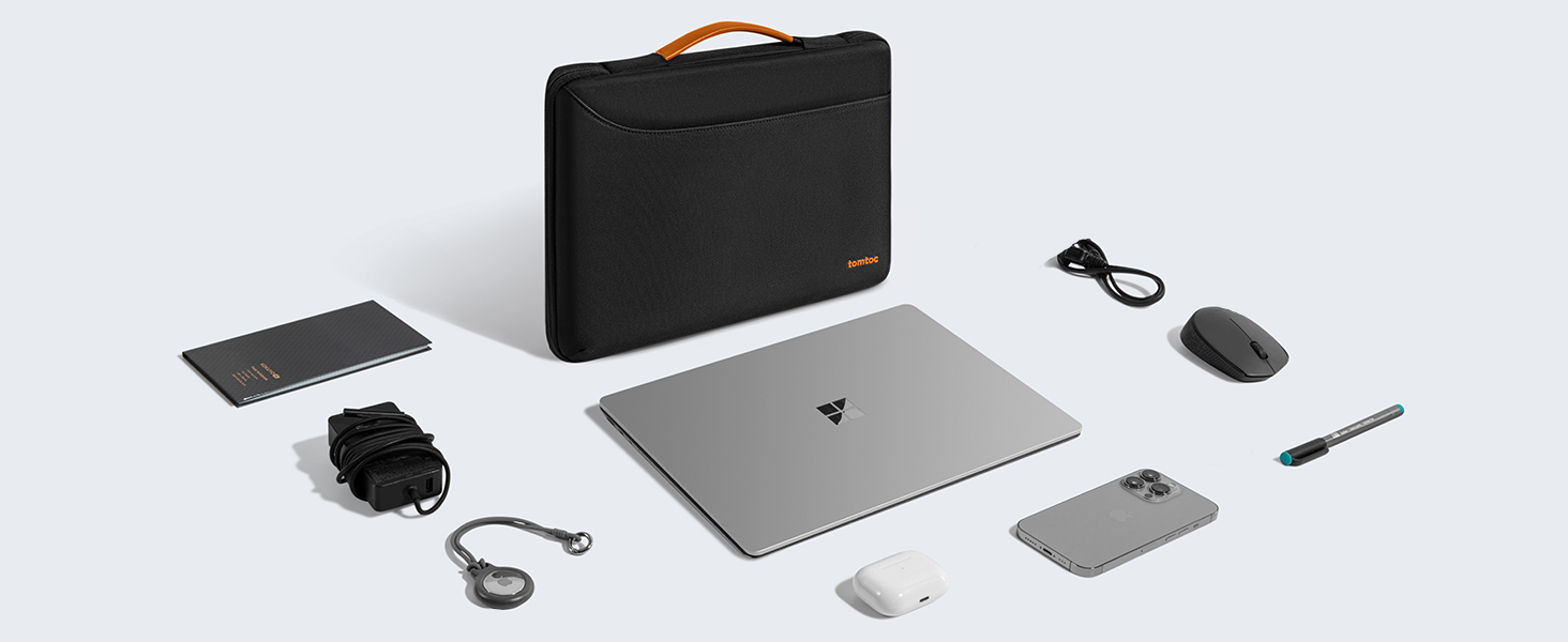 tomtoc 360 Protective Laptop Carrying Case for 13/12.3inch Surface pro 9/8/X, Dell XPS 13 7390