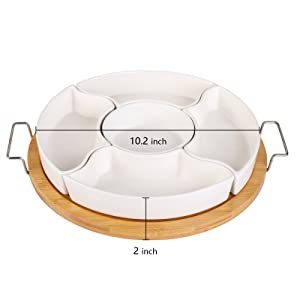 Appetizer Tray 5 Removable Snacks Bowls for Candy and Nut