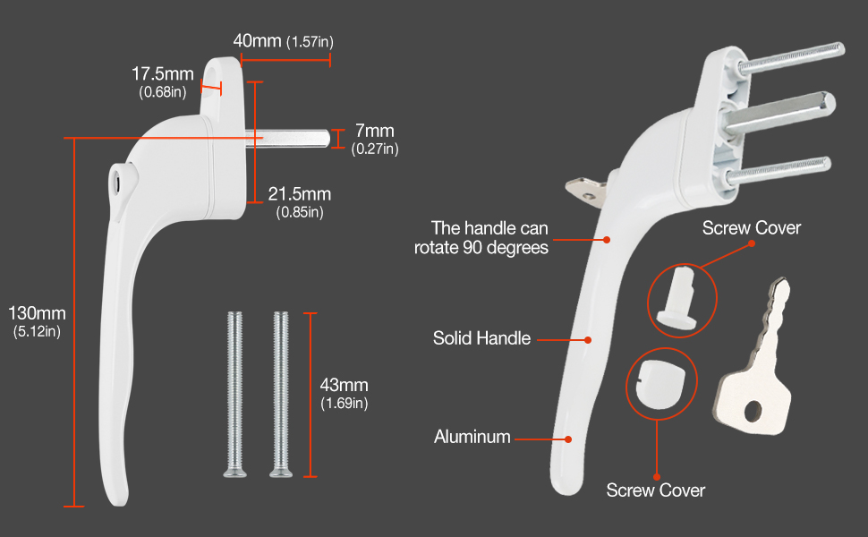 DIDA® UPVC Window Handle White, 10pcs Window Handles for UPVC Windows