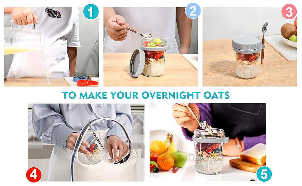 Mason Jars for Overnight Oats 4 Pack Overnight Oats