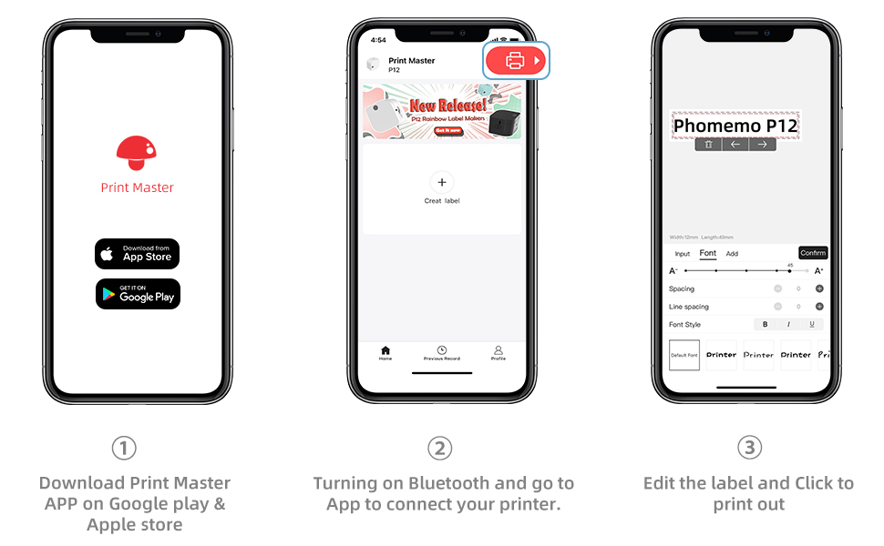 Phomemo P12 Label Maker Machine with Tape, Bluetooth