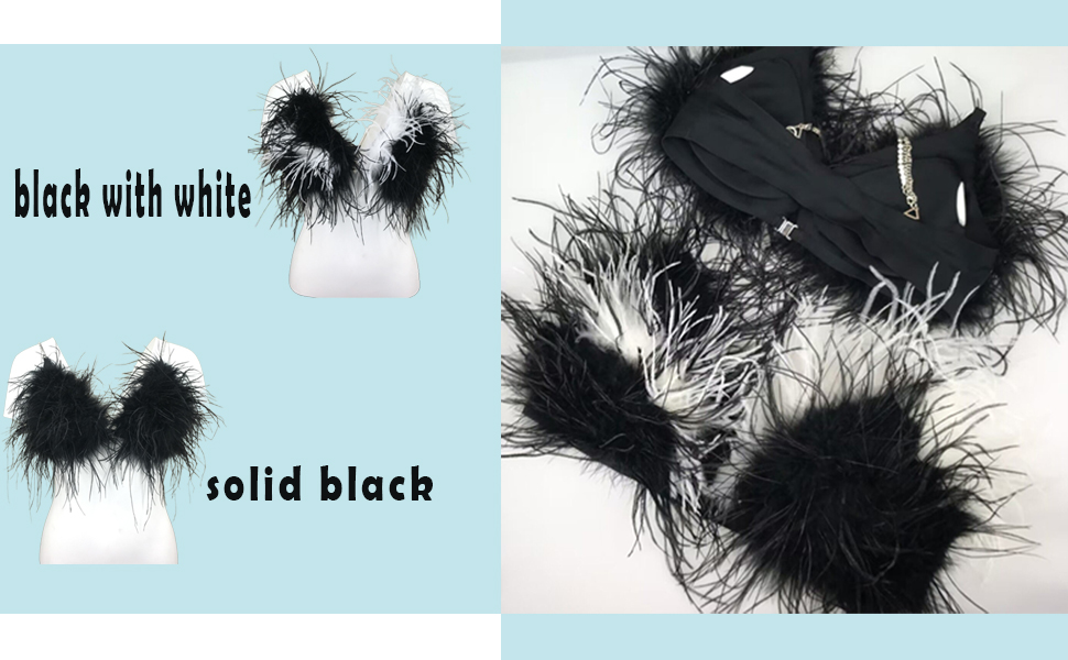 ostrich feather bra (BK×BK) Amazon.com: LVCOMEFF Natural Ostrich Feather Bra with