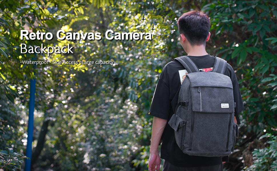 TULLIO Camera Backpack Waterproof Canvas, Photography DSLR