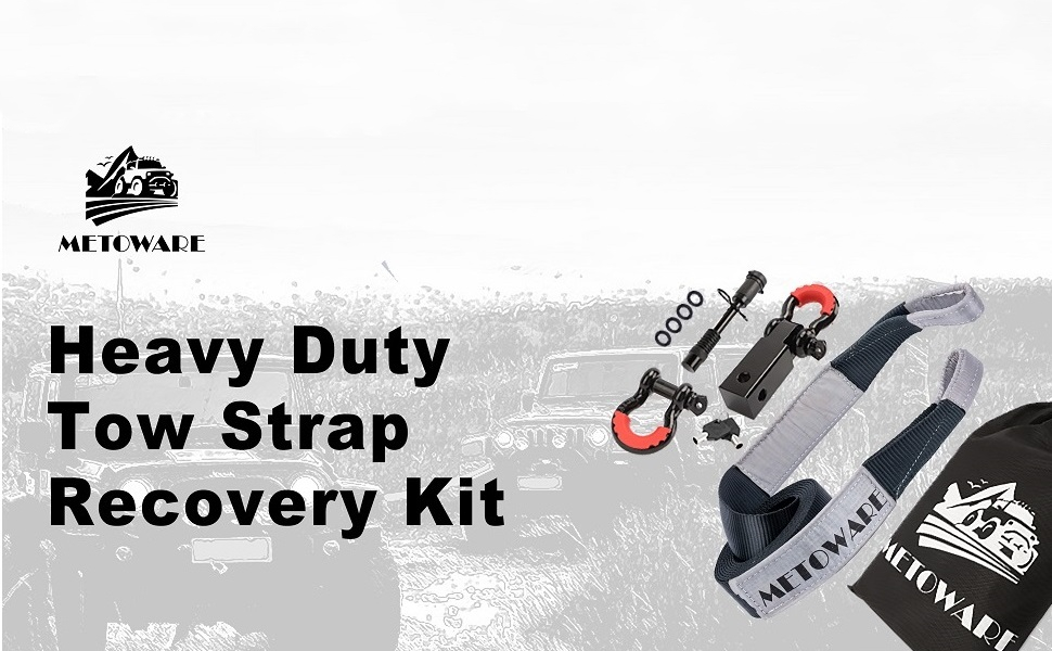 METOWARE Tow Strap Recovery Kit, 3" x 30ft (35,000lbs