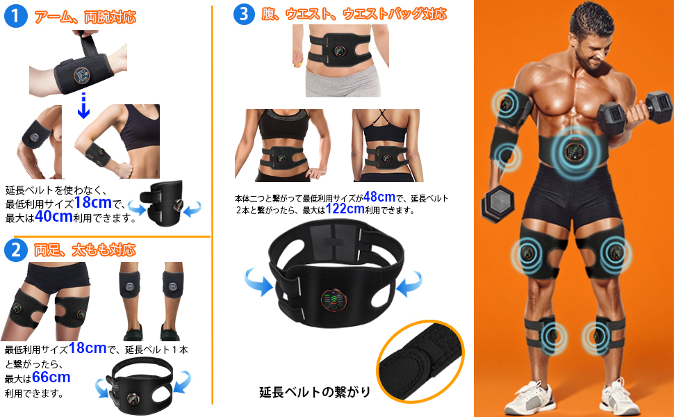 Amazon.co.jp: Vendiana EMS腹筋ベルト フィットレスベルト2個