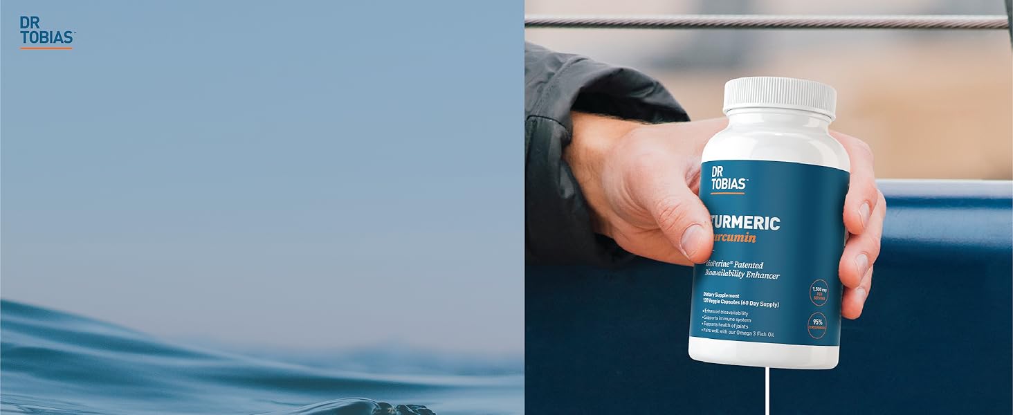 Dr Tobias Turmeric Curcumin with black pepper turmeric supplement fo men and women adults