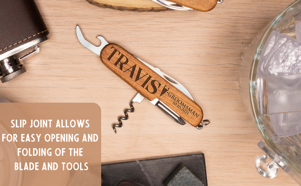 Set of 6 Personalized Pocket Knife for Groomsmen 8Function Multi