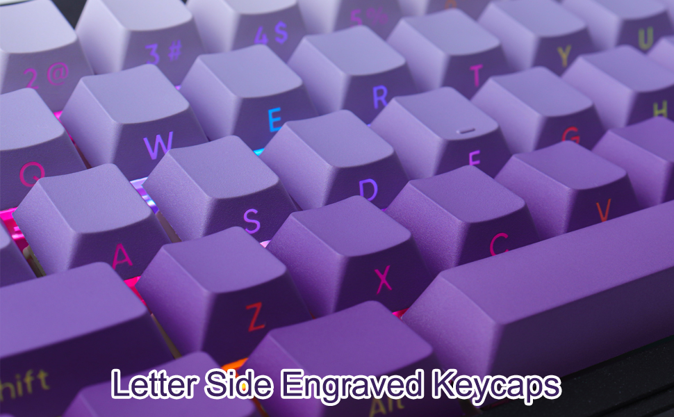 Tsungup PBT Keycaps Purple Keycaps,135 Keys Cherry Profile Gradient Keycaps Side