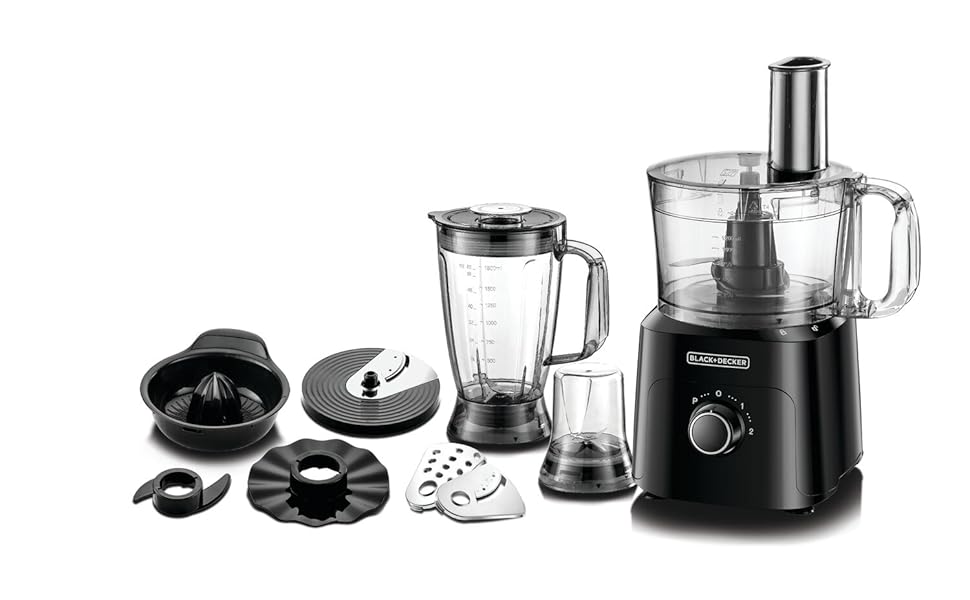 BLACK+DECKER 750W Food Processor 2L Family Size Bowl 5 in 1 function with 34 functions