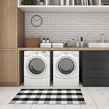 front door rugs, front porch decorations, blank doormat, hello rug, black and white buffalo plaid