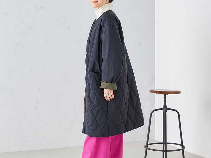 SHIPS 美品　リバーシブルノーカラーコート セール】〈手洗い可能 / 撥水加工〉リバーシブル ノーカラー