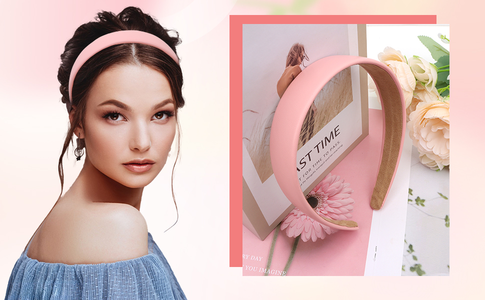 Pink Headband Leather Headband for Women