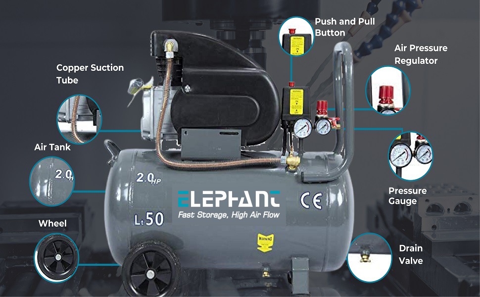 Noiseless air compressor with copper winding