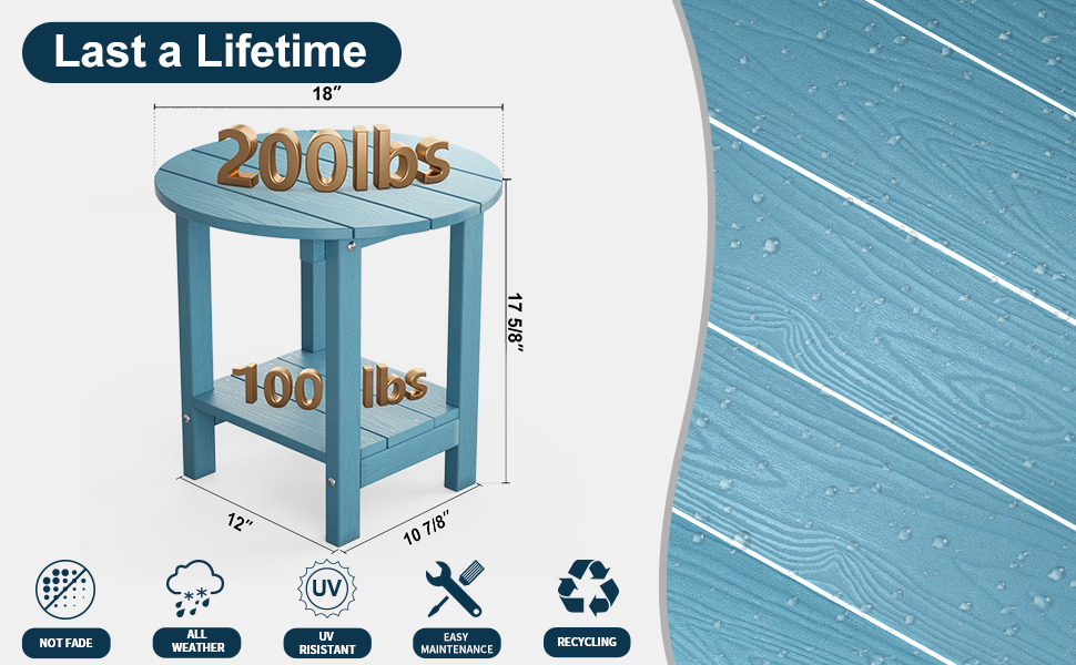 MXIMU Round Outdoor Side Table Adirondack Tables 18 Inch
