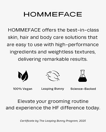 Hommeface Skincare for Men logo with brand story