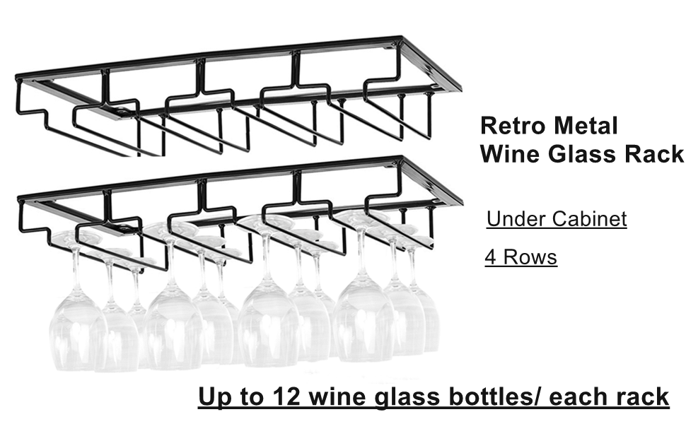 Yopay 2 Pack Wine Glass Rack, Metal Under Stemware Holder for