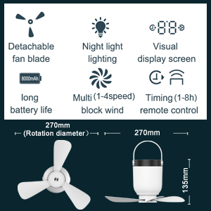 built-in battery tent fan