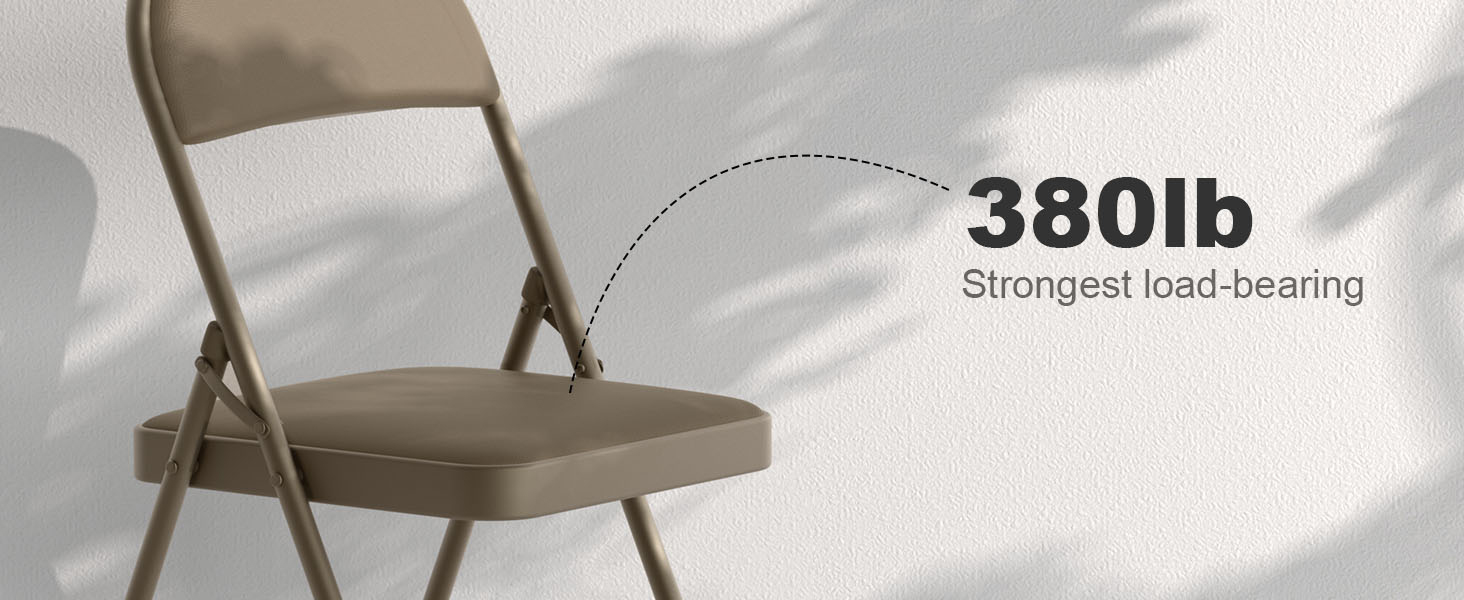 Nazhura Folding Chairs with Padded Cushion for Indoor and Outdoor Events, Khaki