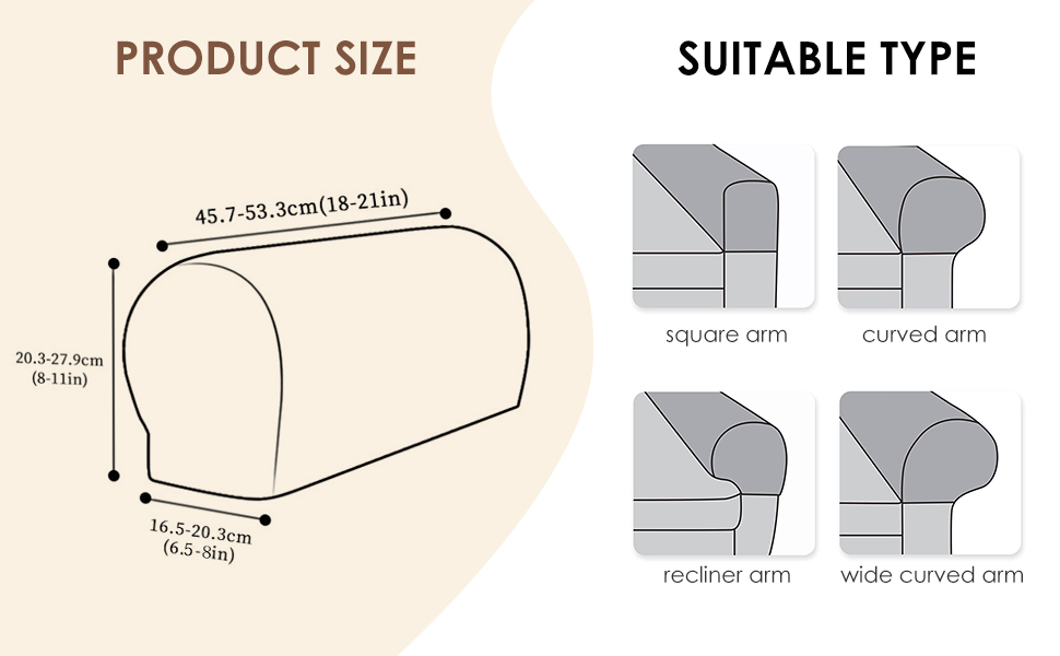 YancLife Armrest Chair Covers, Set of 4 Stretch Armchair Covers for