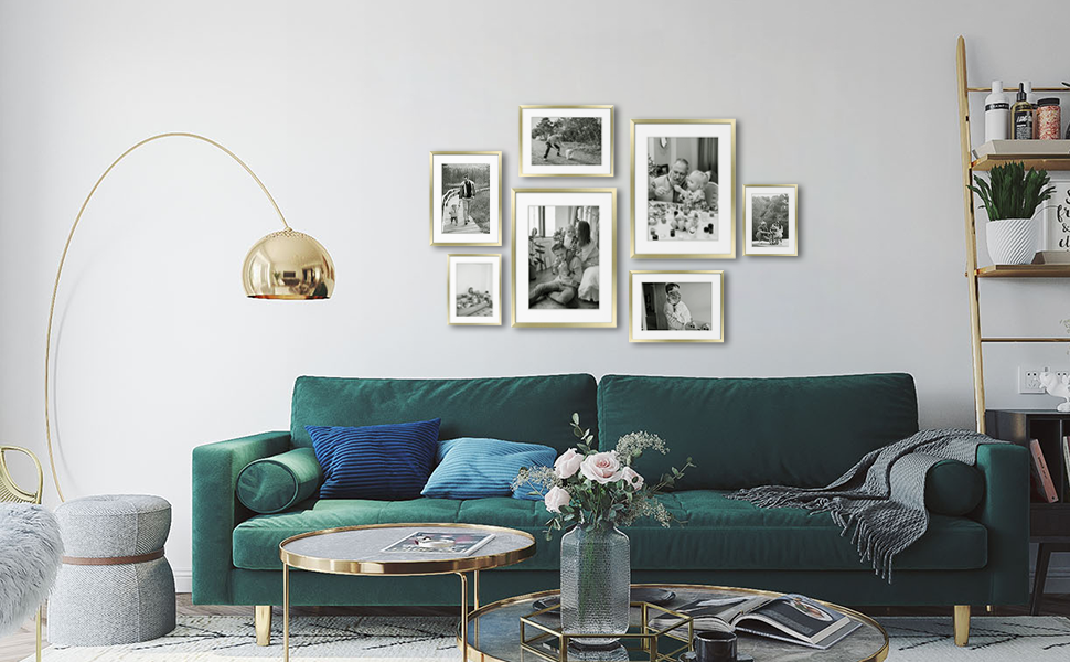 ArtbyHannah 14x11 Inch Modern Gold Photo Frame Set, Made to Display