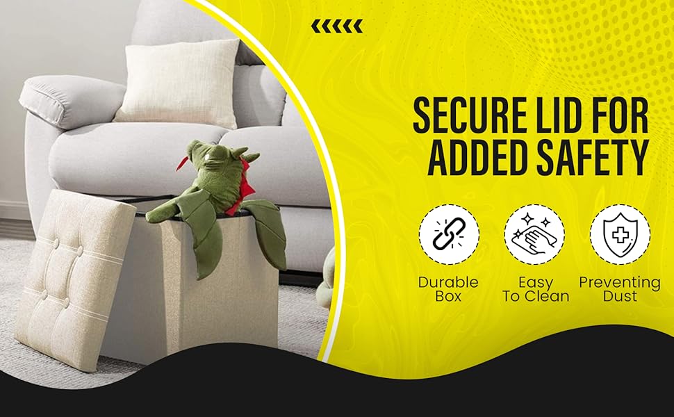 Ottoman Storage Box Folding Storage 38W x 38D x 38H Perfect Toy