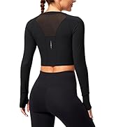 SANTINY Women's Long Sleeve Crop Workout Tops Slim Fit Gym Yoga Running Shirts for Women