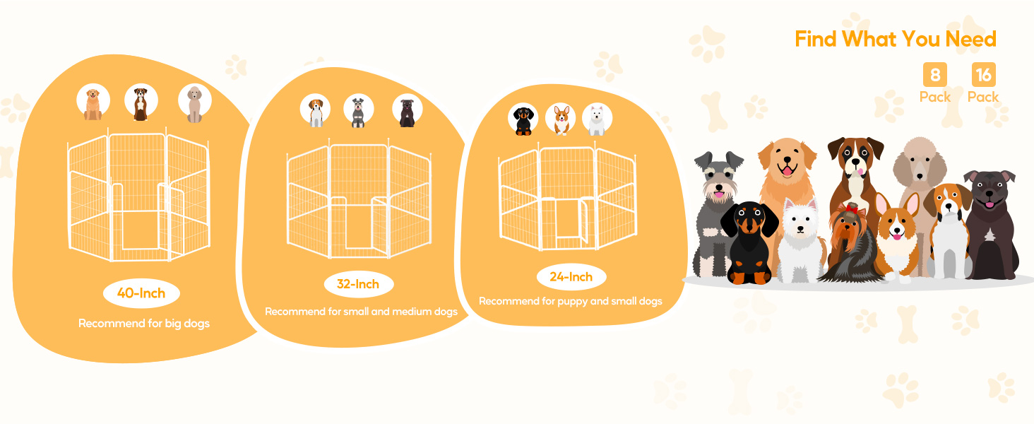 Dog Playpen 40 Inch 8 Panels, Heavy Duty Metal Pet Playpen