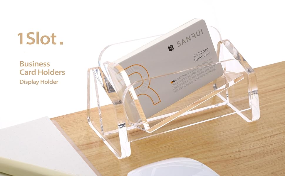 SANRUI Business Card Holder for Desk, Slant Clear Business