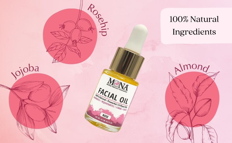 made with all natural ingredients. rose hip jojoba almond oil. 