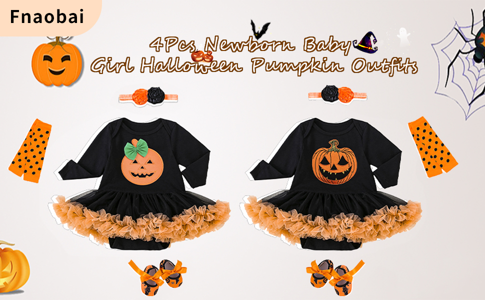 4Pcs Newborn Baby Girl Halloween