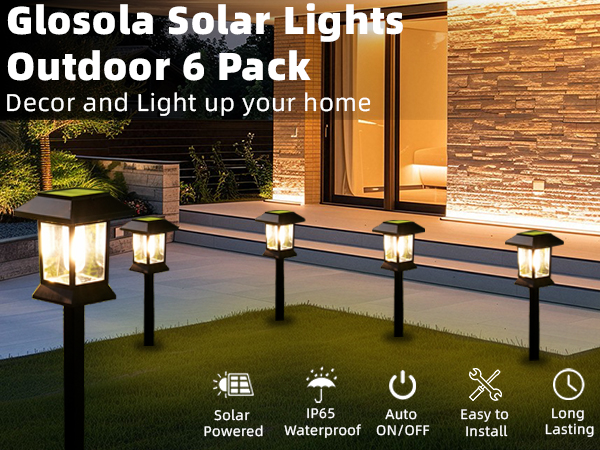 6 Pack Solar Pathway Lights Outdoor Waterproof, Dual-Use