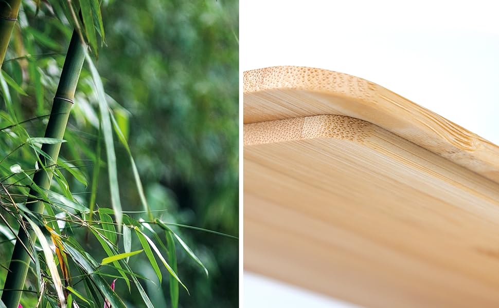 Hudgan 4 Pack Clear Plastic Storage Bins with Bamboo Lids, Stackable Storage