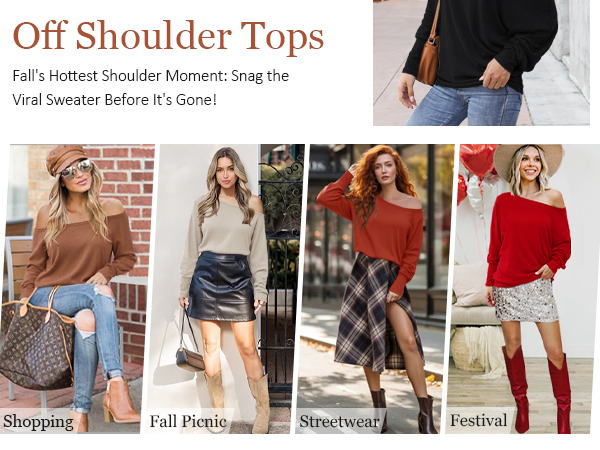 Aifer Womens Off The Shoulder Sweater Winter Fall Cotton