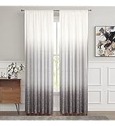 Vision Home Grey Ombre Window Curtains Linen Texture Gradient Light Filtering Semi Sheer Curtains...