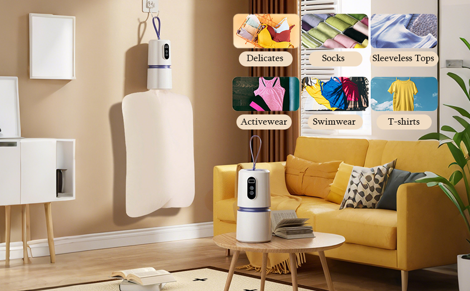 Portable Clothes Dryer with Timer, Portable Dryer with 360° Hot Air Technology & Dry Bag, Quiet Operation Mini Laundry Dryers, 30-240 Min Timer, for Travel, Apartment, RV, Dorm 18 Clothes Dryer