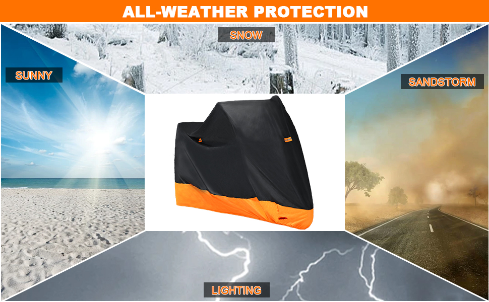 600D Motorcycle Cover Waterproof Outdoor All Season