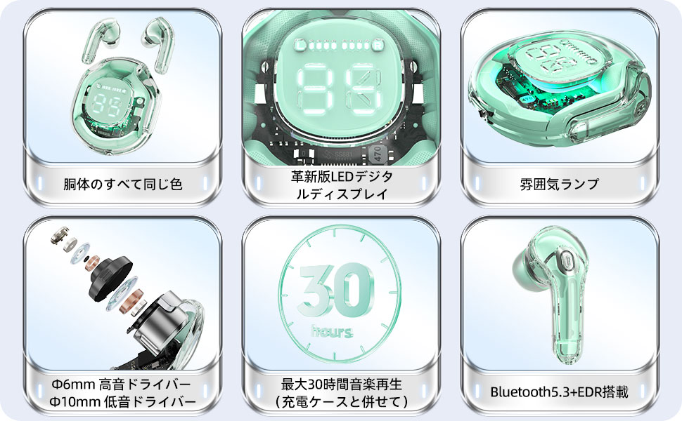 Amazon.co.jp: 【クリア炫彩ライト】ACEFAST ワイヤレスイヤホン