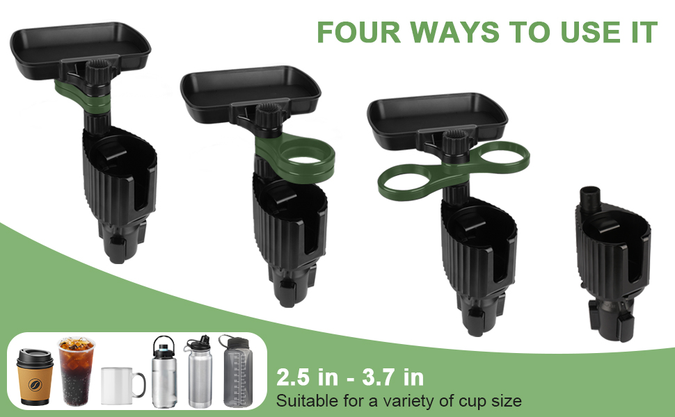 Shansis Car Cup Holder Expander with Tray, Expandable Cup Holder for