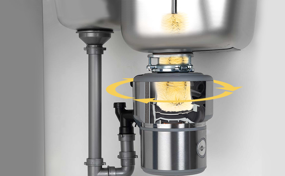 Powrocket Garbage Disposal Cleaner Brush 16'' Extra Long Handle, Durable Garbage