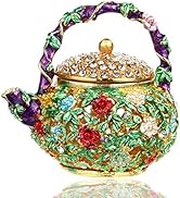 YU FENG Mini Teapot Trinket Box Hinged For Girls Ring Holder Handmade Ring Holder Dish Decorated ...